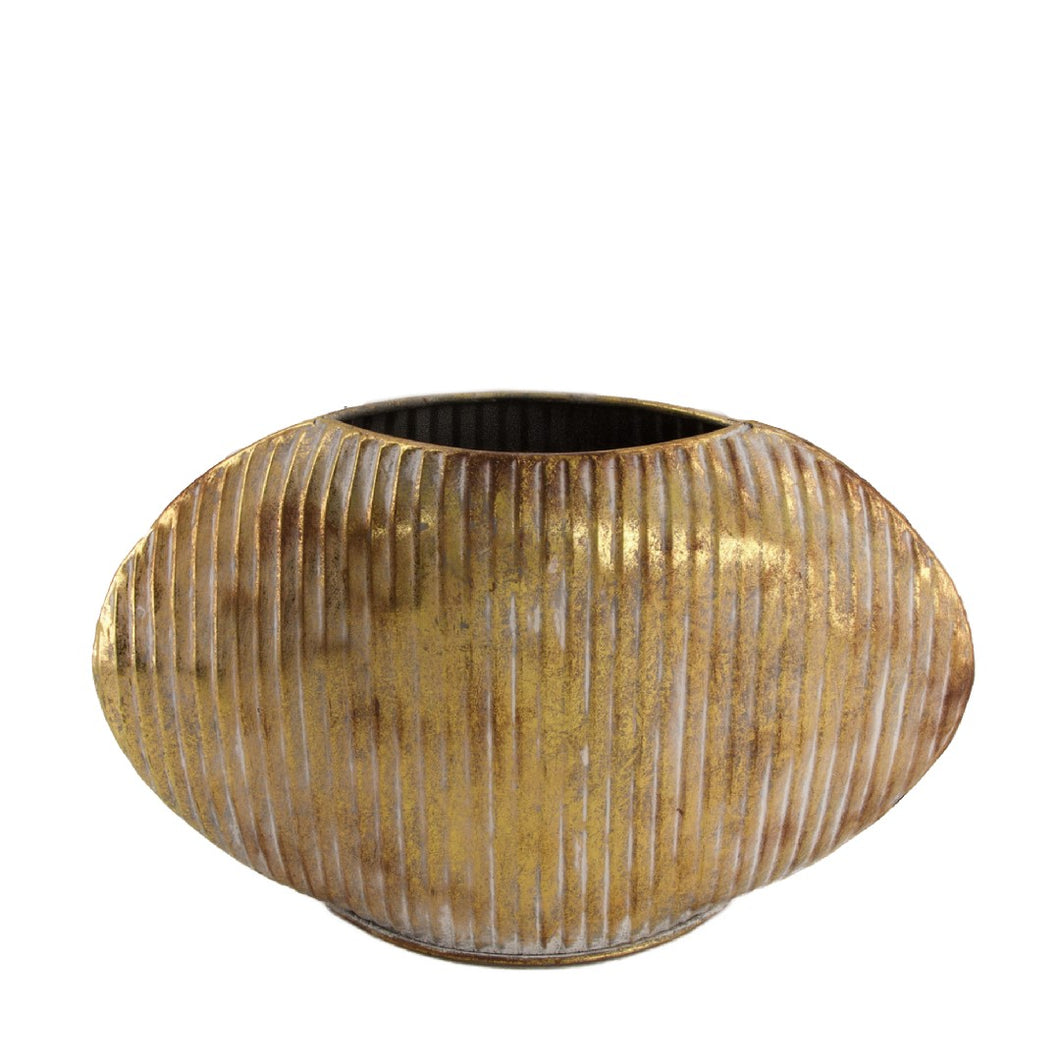Vase metal 39.5x9.5x25cm Gold white-washed